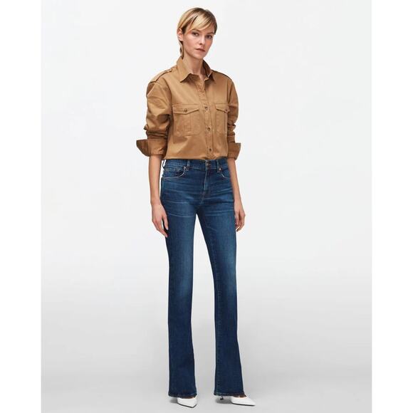 7 for All Mankind Kimmie Jeans Blue Low Waist Zip Fly Bootcut Leg Sz 28 - Picture 1 of 9